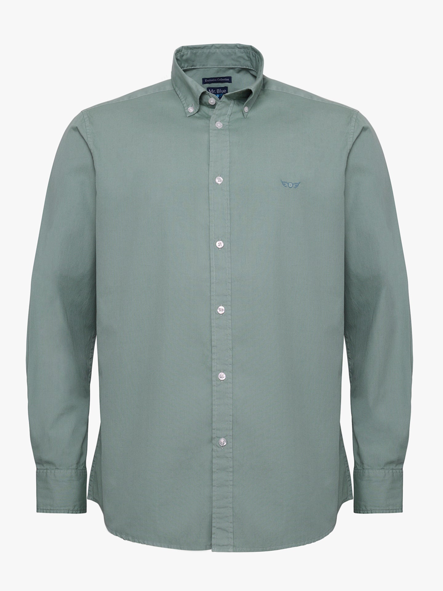 CAMISA ALGODÓN VERDE MANGA LARGA REGULAR FIT MR. AZUL