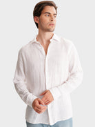 CAMISA LINO BLANCO MANGA LARGA SASTRERÍA MARK BELLUCCI