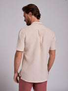BEIGE LINEN SHIRT SHORT SLEEVE REGULAR FIT MARK BELLUCCI