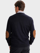BLUE THIN PULLOVER WITH REGULAR FIT MR ELBOW PADS. BLUE