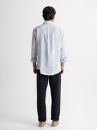 Camisa Regular Fit Lino Azul Mr. Blue