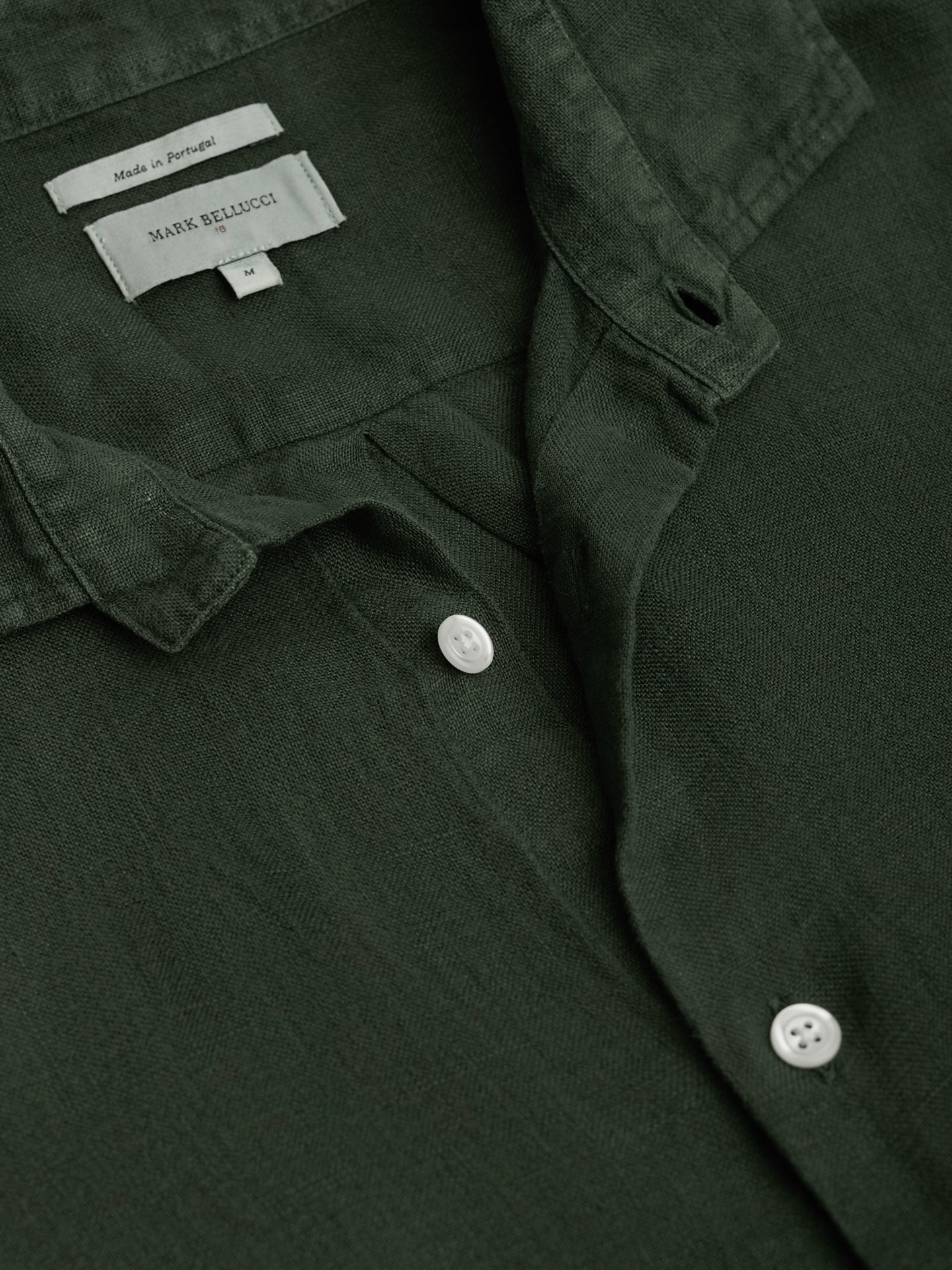 GREEN LINEN SHIRT LONG SLEEVE TAILORED FIT MARK BELLUCCI