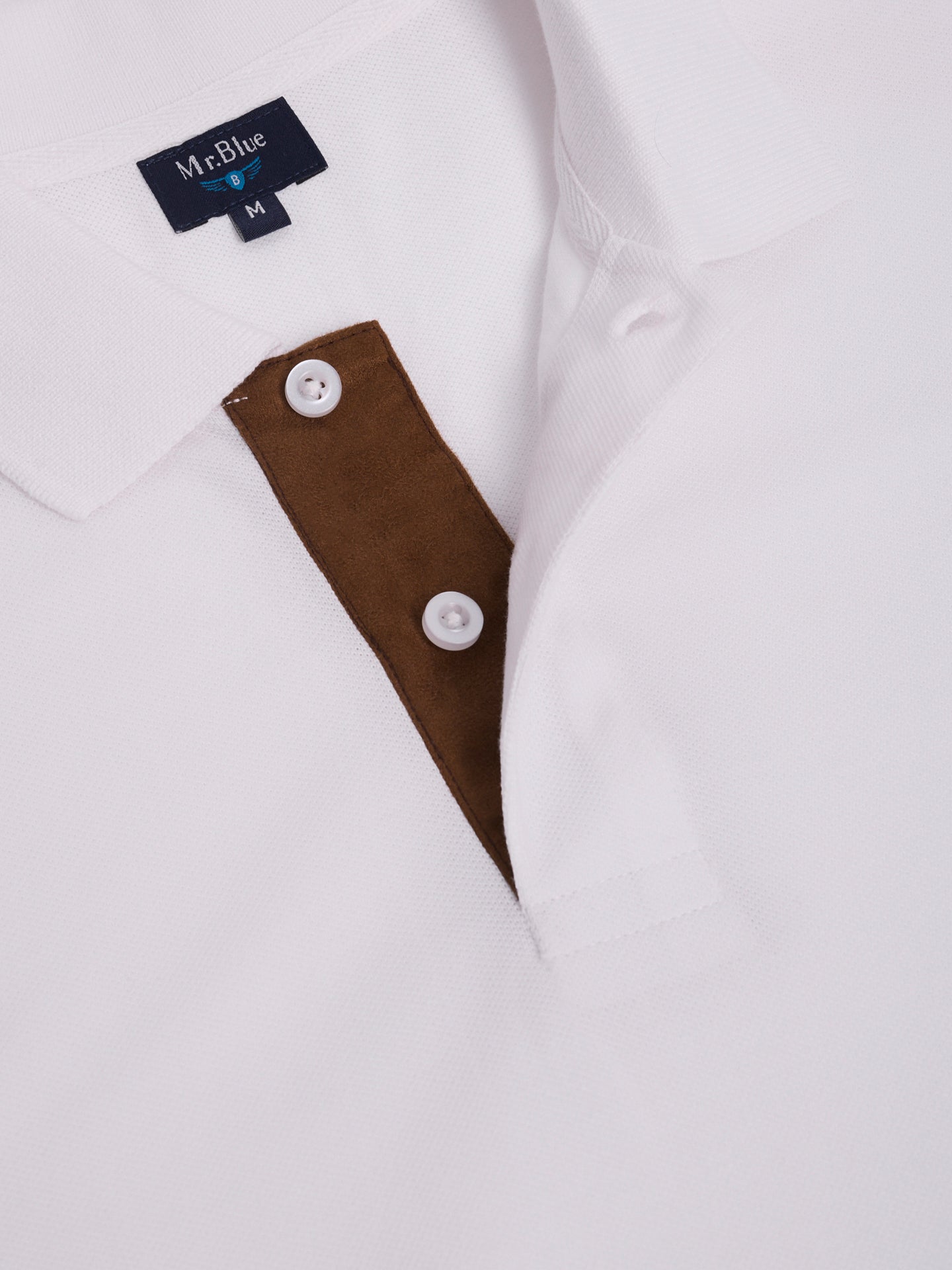 WHITE PIQUET POLO SHORT SLEEVES REGULAR FIT MR. BLUE