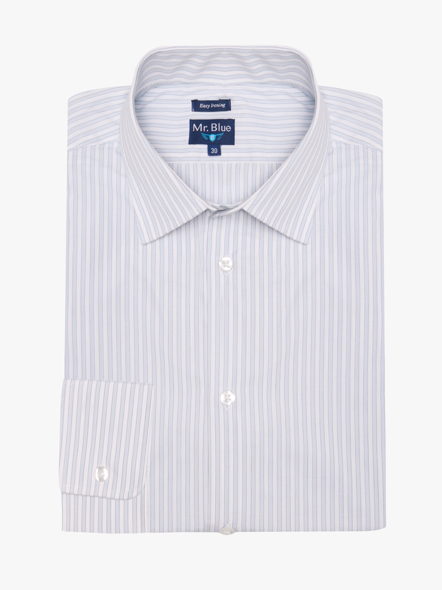 LONG SLEEVE BLUE COTTON SHIRT CLASSIC FIT MR. BLUE