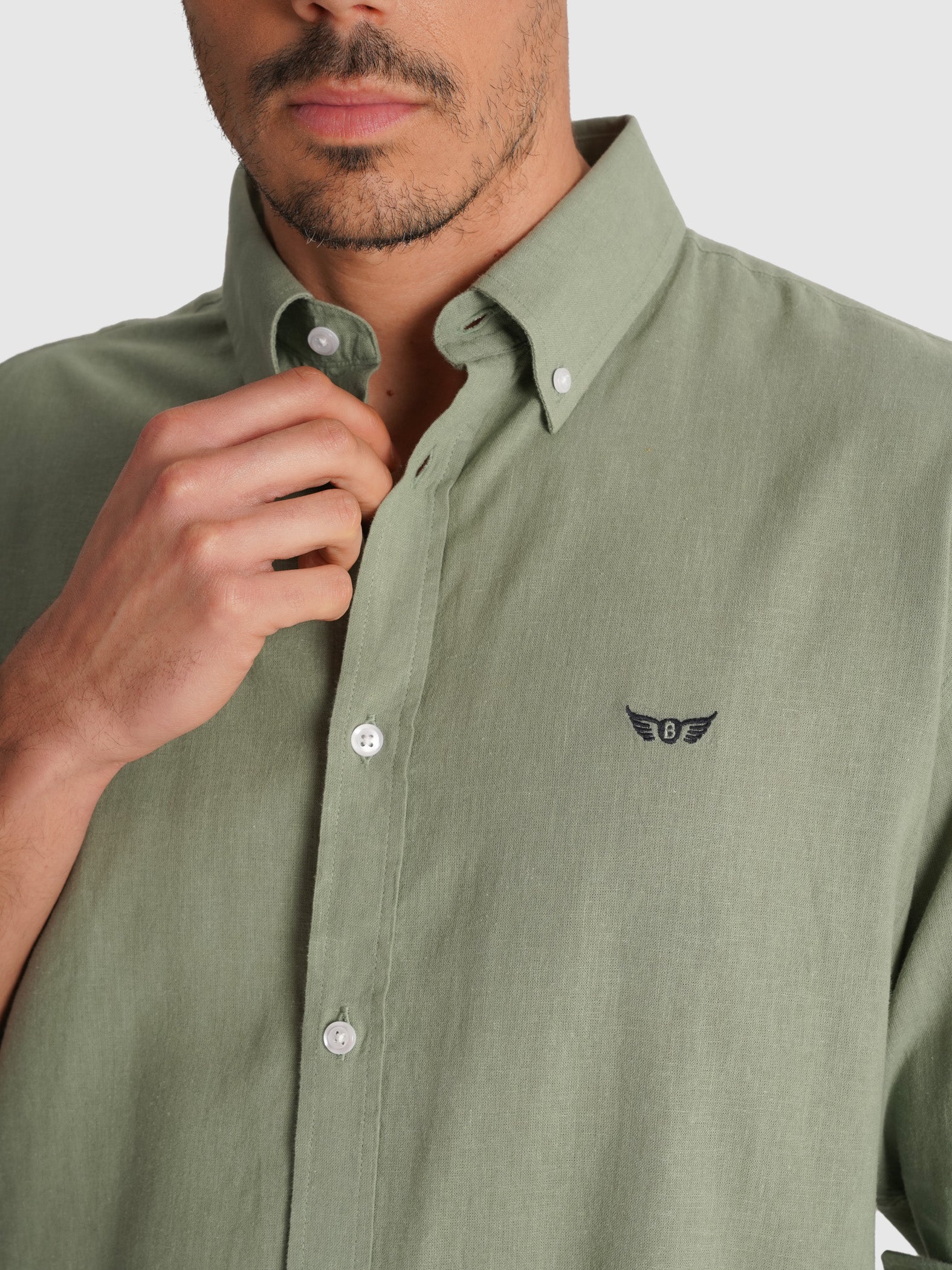 CAMISA MANGA LARGA VERDE REGULAR FIT MR. AZUL