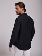 GRAY LINEN SHIRT LONG SLEEVE TAILORED FIT MARK BELLUCCI