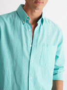 Camisa Regular Fit Lino Azul Mr. Blue