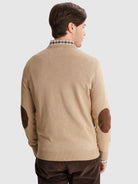 BEIGE THIN PULLOVER WITH REGULAR FIT MR ELBOW PADS. BLUE