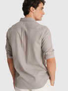 DOBBY CRU LONG SLEEVE TAILORED FIT MR SHIRT. BLUE
