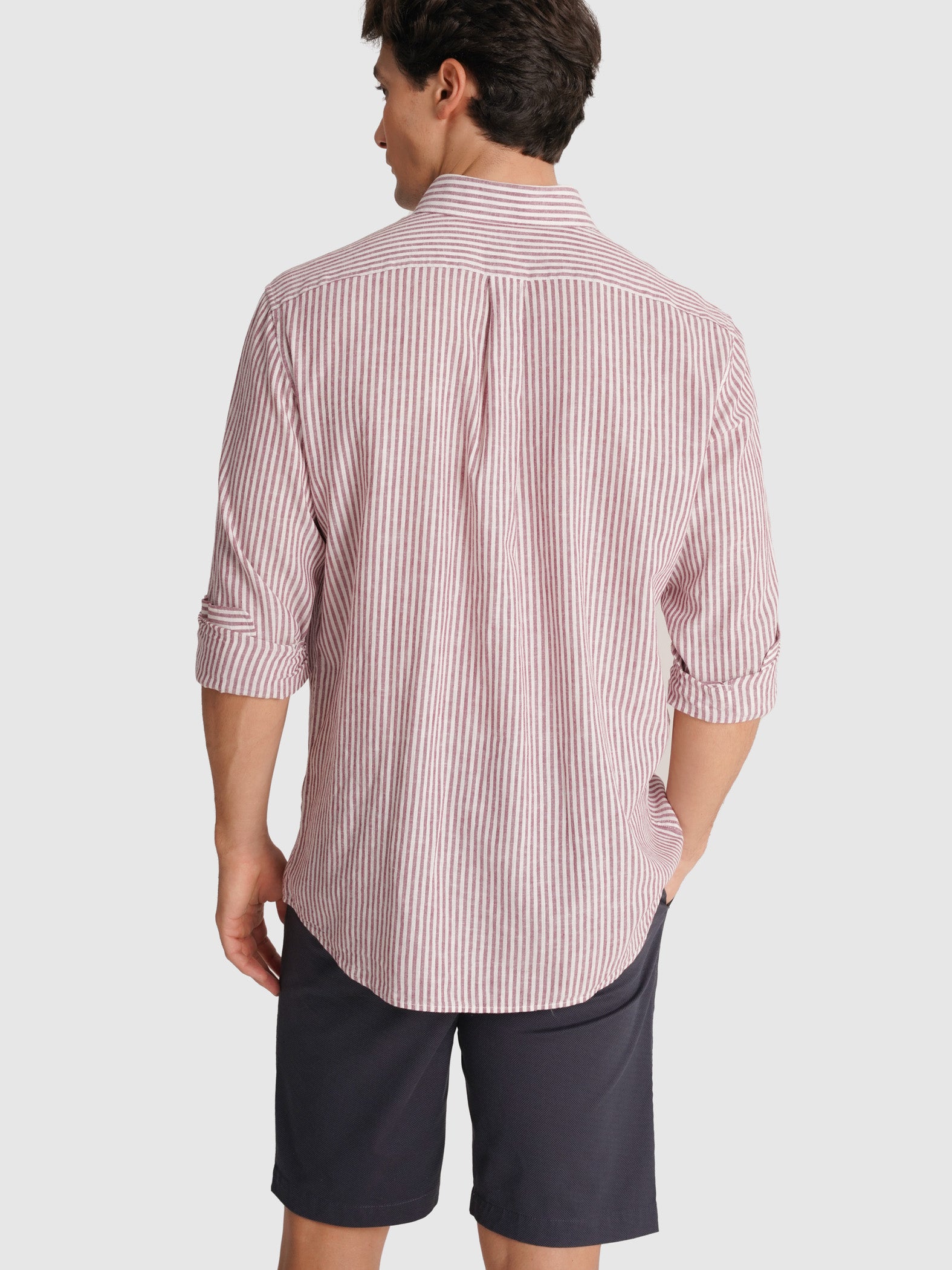 CAMISA MR BURDEOS MANGA LARGA REGULAR FIT. AZUL