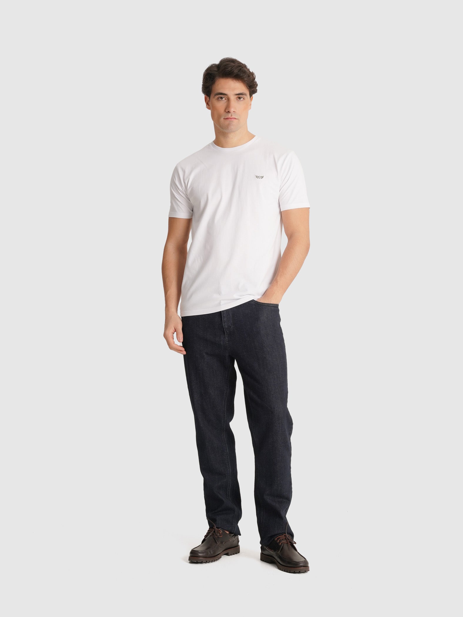 WHITE T-SHIRT SHORT SLEEVE REGULAR FIT MR. BLUE