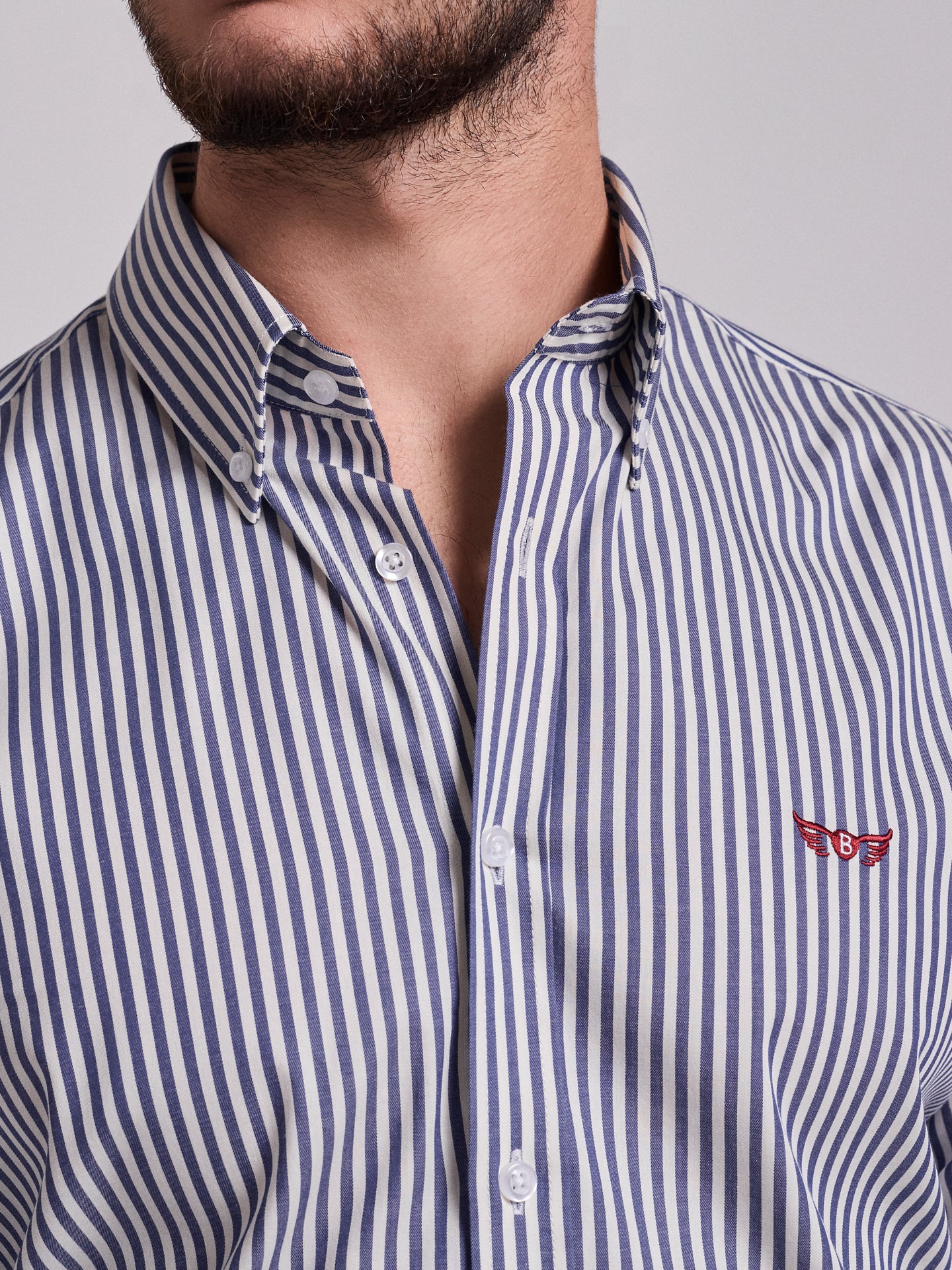 CAMISA ALGODÓN AZUL MANGA LARGA REGULAR FIT MR. AZUL