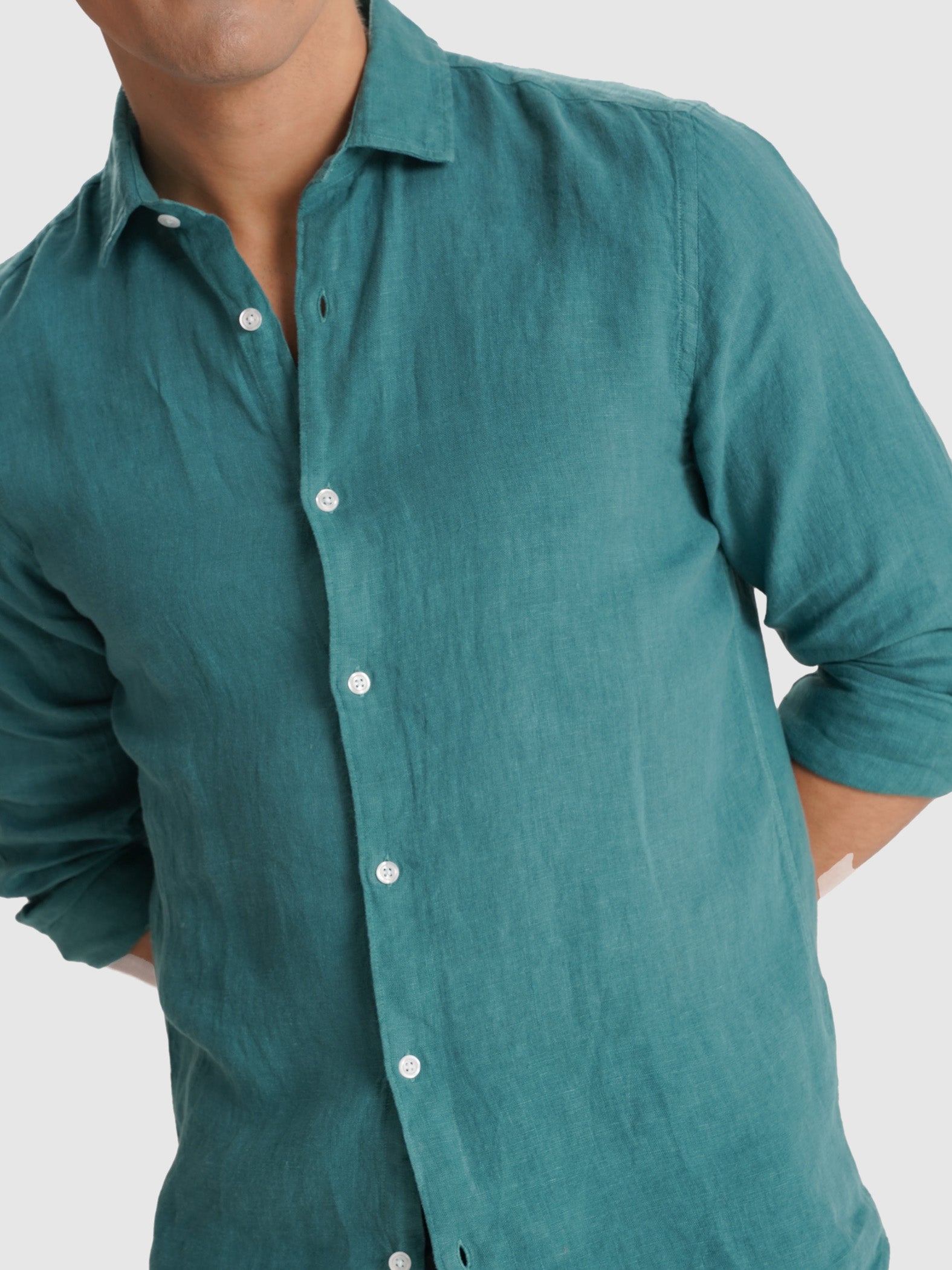 TAILORED FIT LONG SLEEVE GREEN SHIRT MARK BELLUCCI