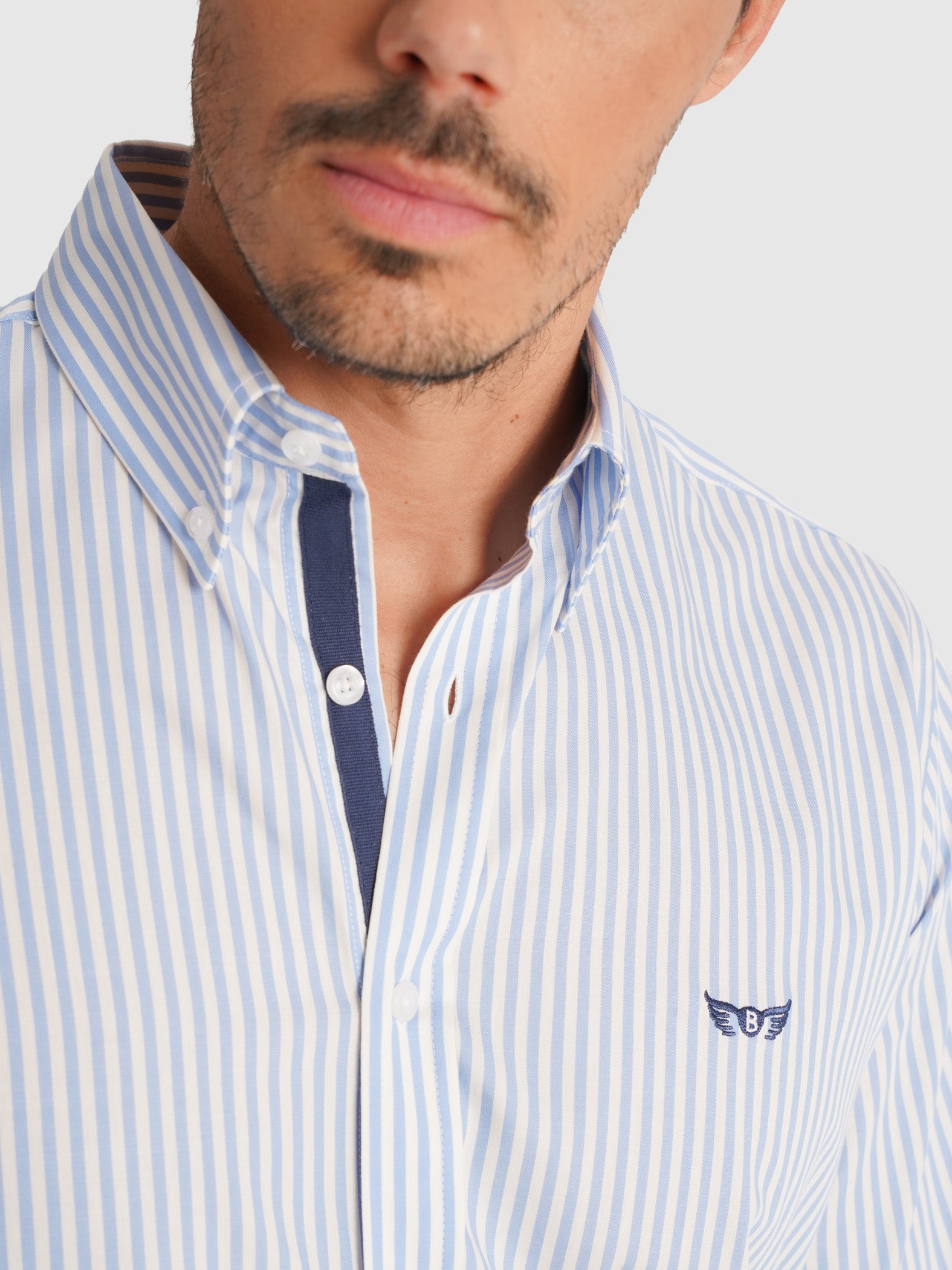 CAMISA SARGA AZUL MANGA LARGA REGULAR FIT MR. AZUL