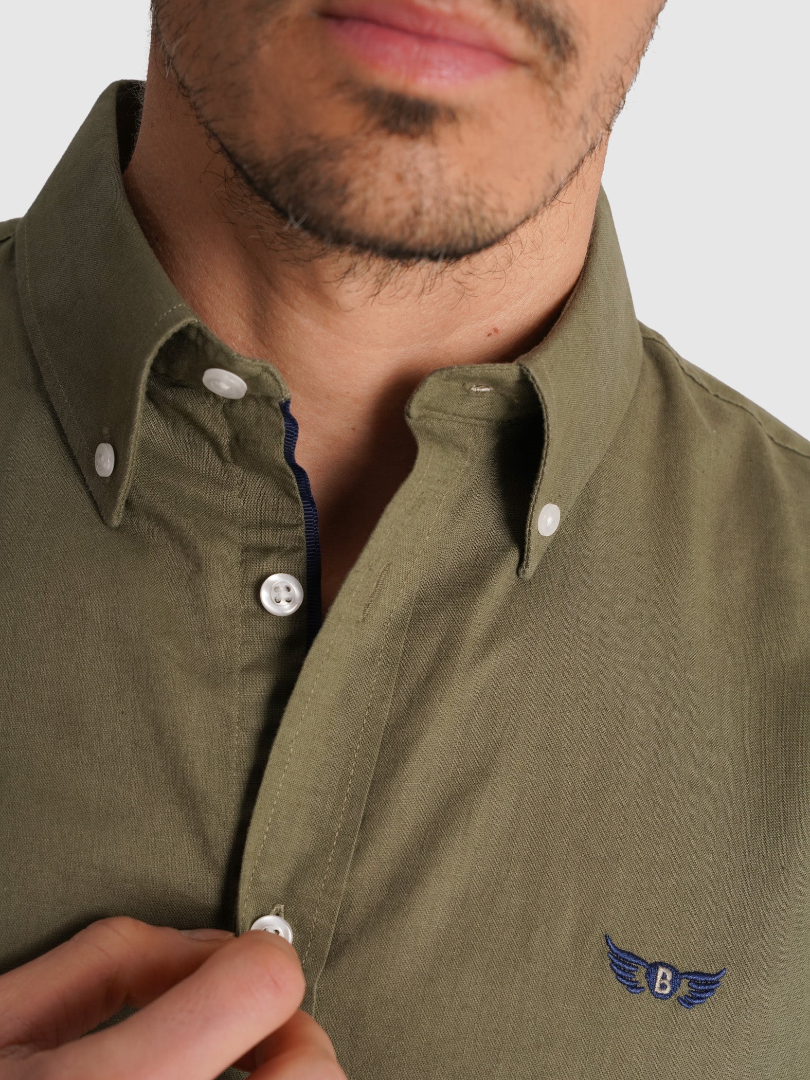 CAMISA MANGA LARGA VERDE REGULAR FIT MR. AZUL