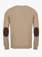 BEIGE THIN PULLOVER WITH REGULAR FIT MR ELBOW PADS. BLUE