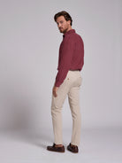 BEIGE COTTON REGULAR FIT TROUSERS MARK BELLUCCI
