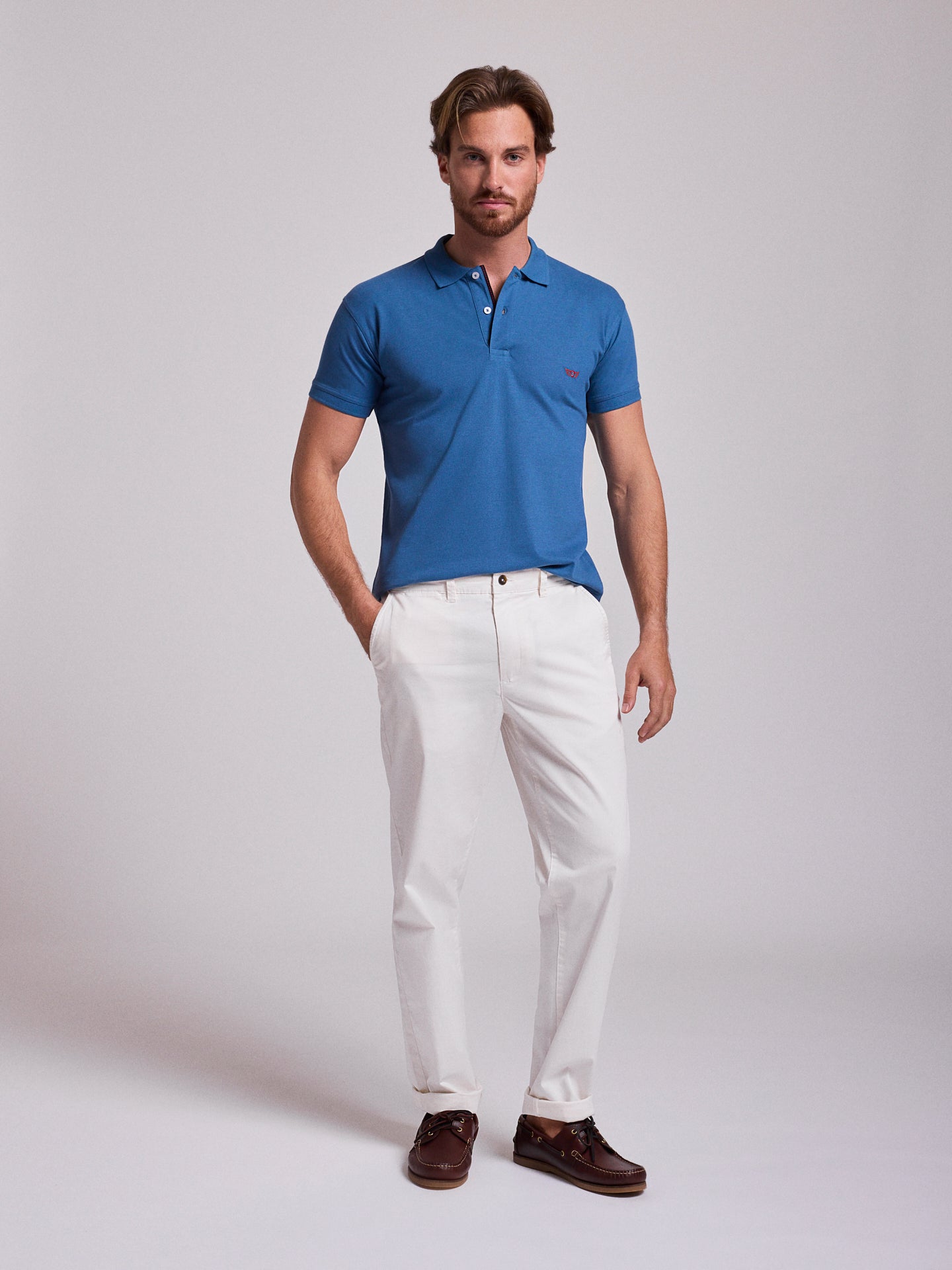 WHITE COTTON TROUSERS REGULAR FIT MR. BLUE