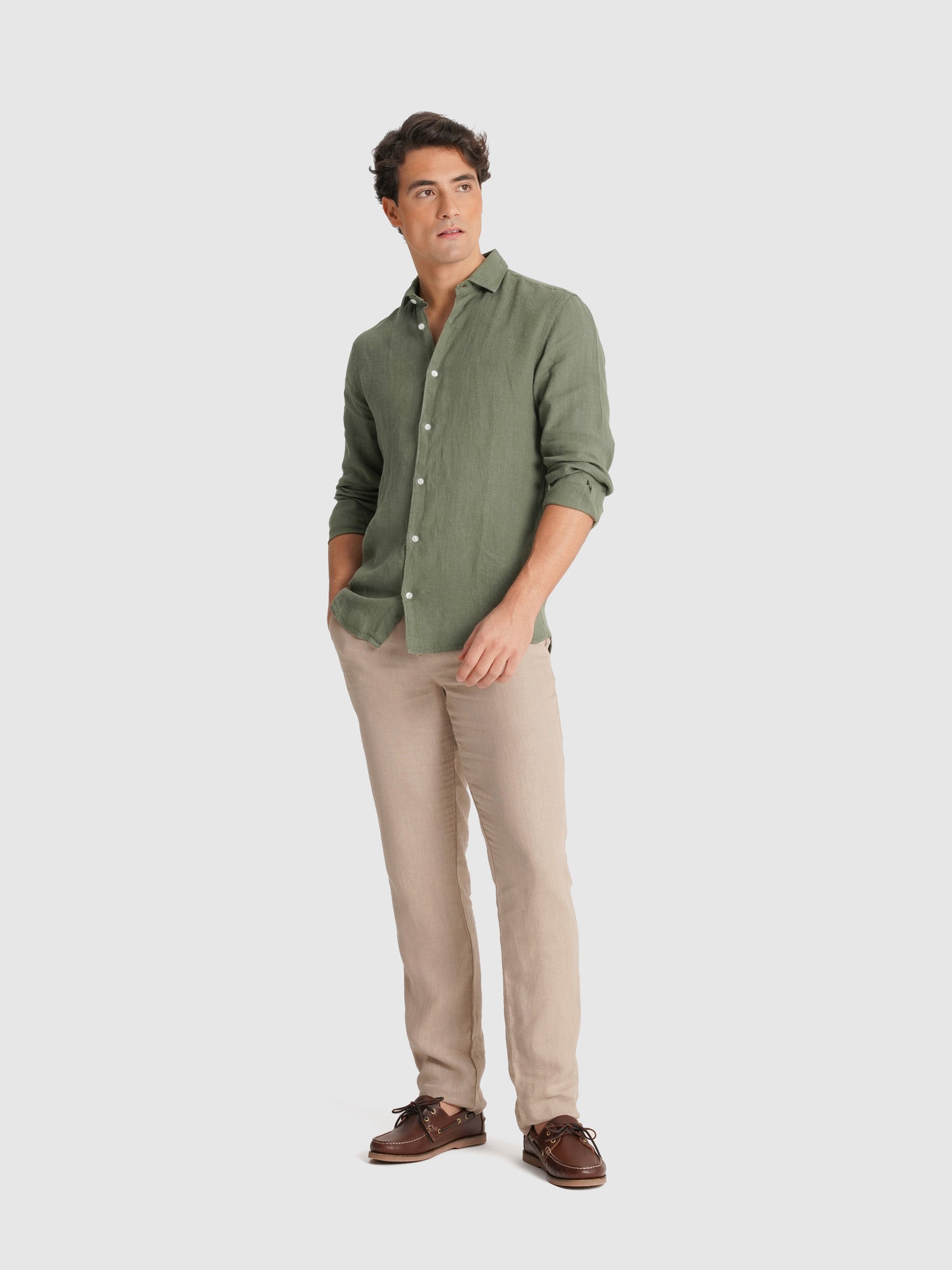 TAILORED FIT LONG SLEEVE GREEN SHIRT MARK BELLUCCI