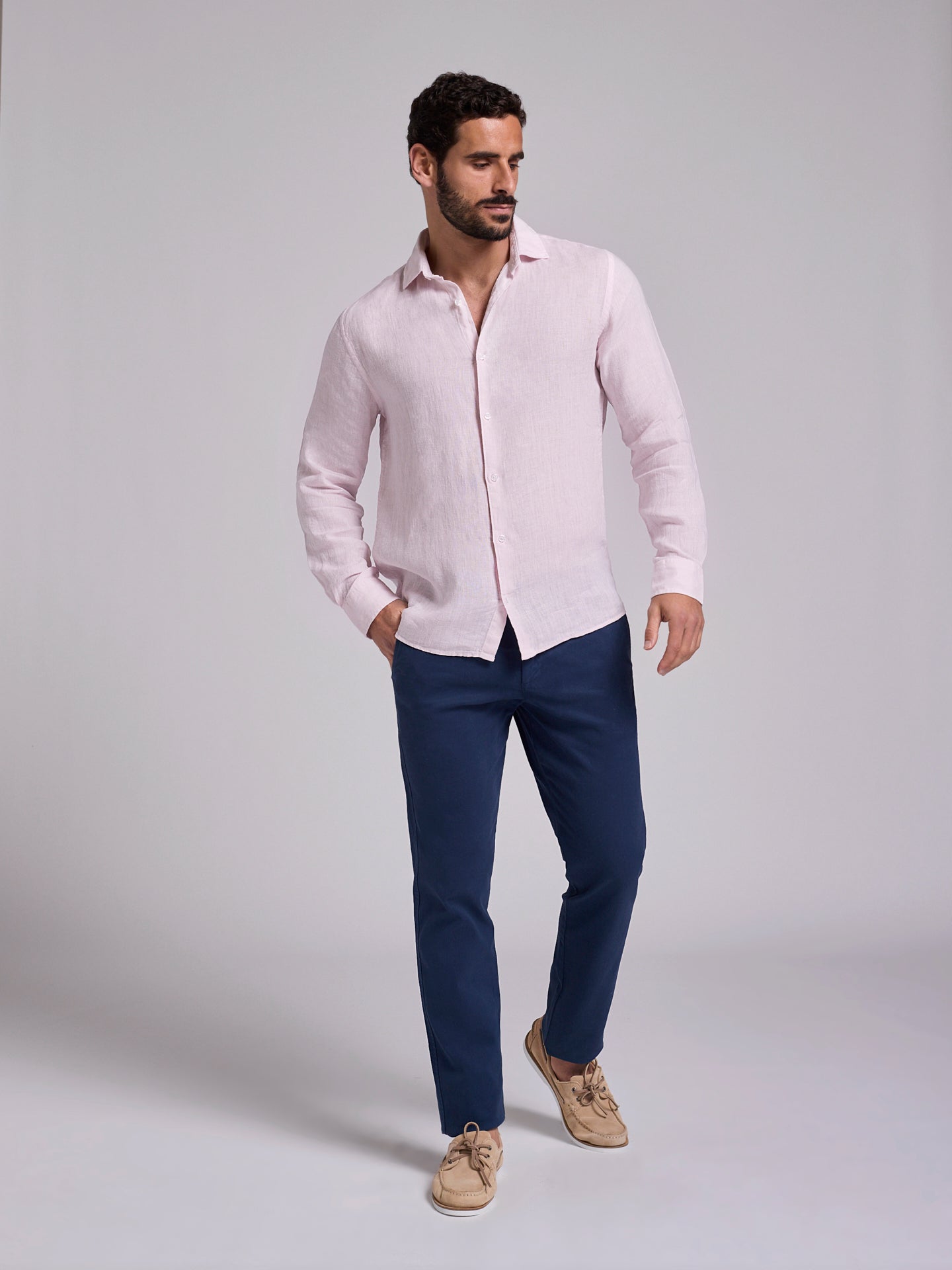 CAMISA LINO ROSA MANGA LARGA SASTRERÍA MARK BELLUCCI