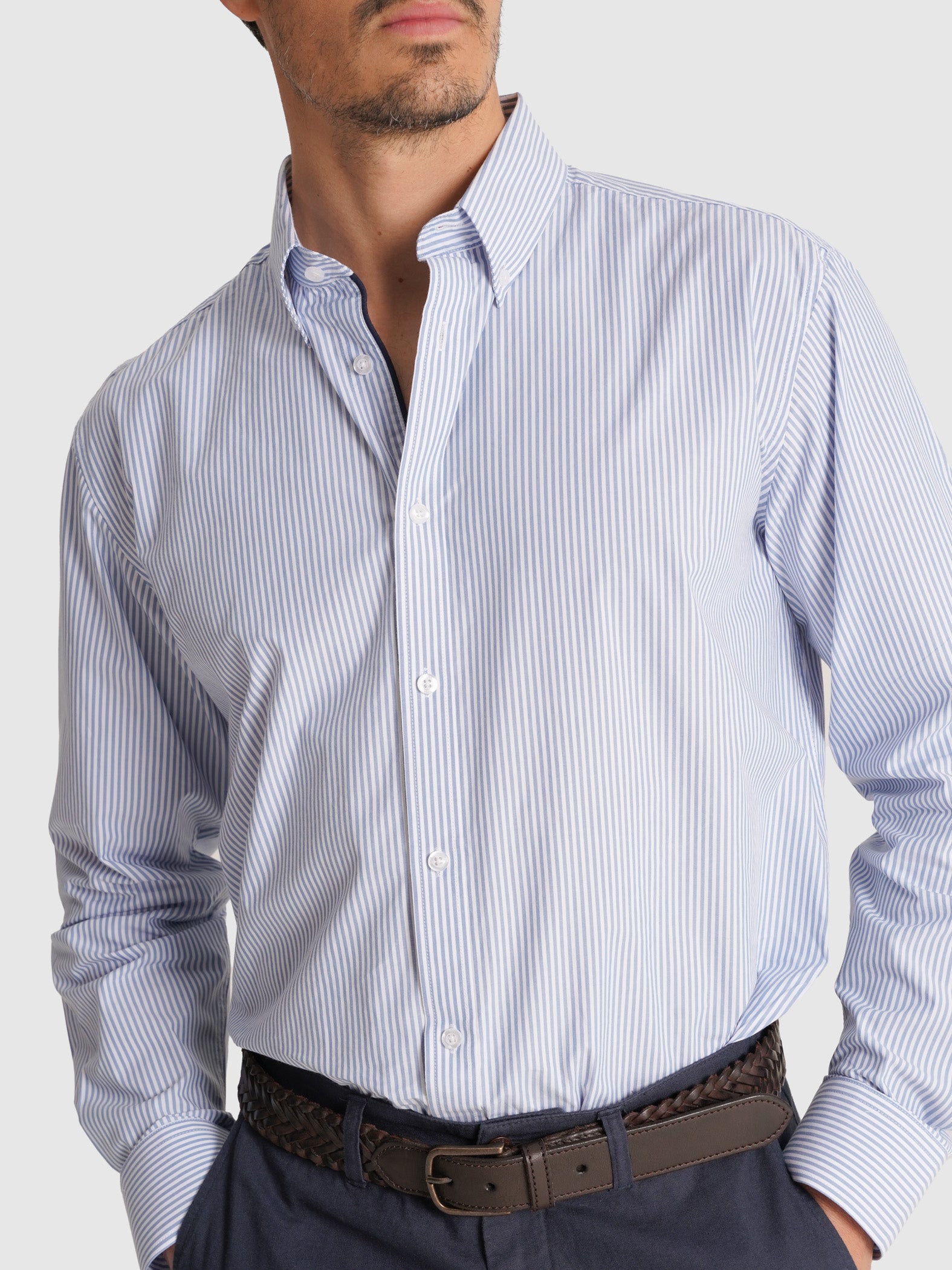 BLUE LONG SLEEVE REGULAR FIT MR SHIRT. BLUE