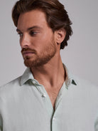 GREEN LINEN SHIRT LONG SLEEVE TAILORED FIT MARK BELLUCCI