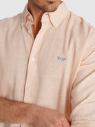 AJUSTE REGULAR SR. CAMISA NARANJA DE MANGA LARGA. AZUL