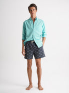 Camisa Regular Fit Lino Azul Mr. Blue