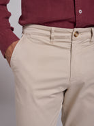 BEIGE COTTON REGULAR FIT TROUSERS MARK BELLUCCI