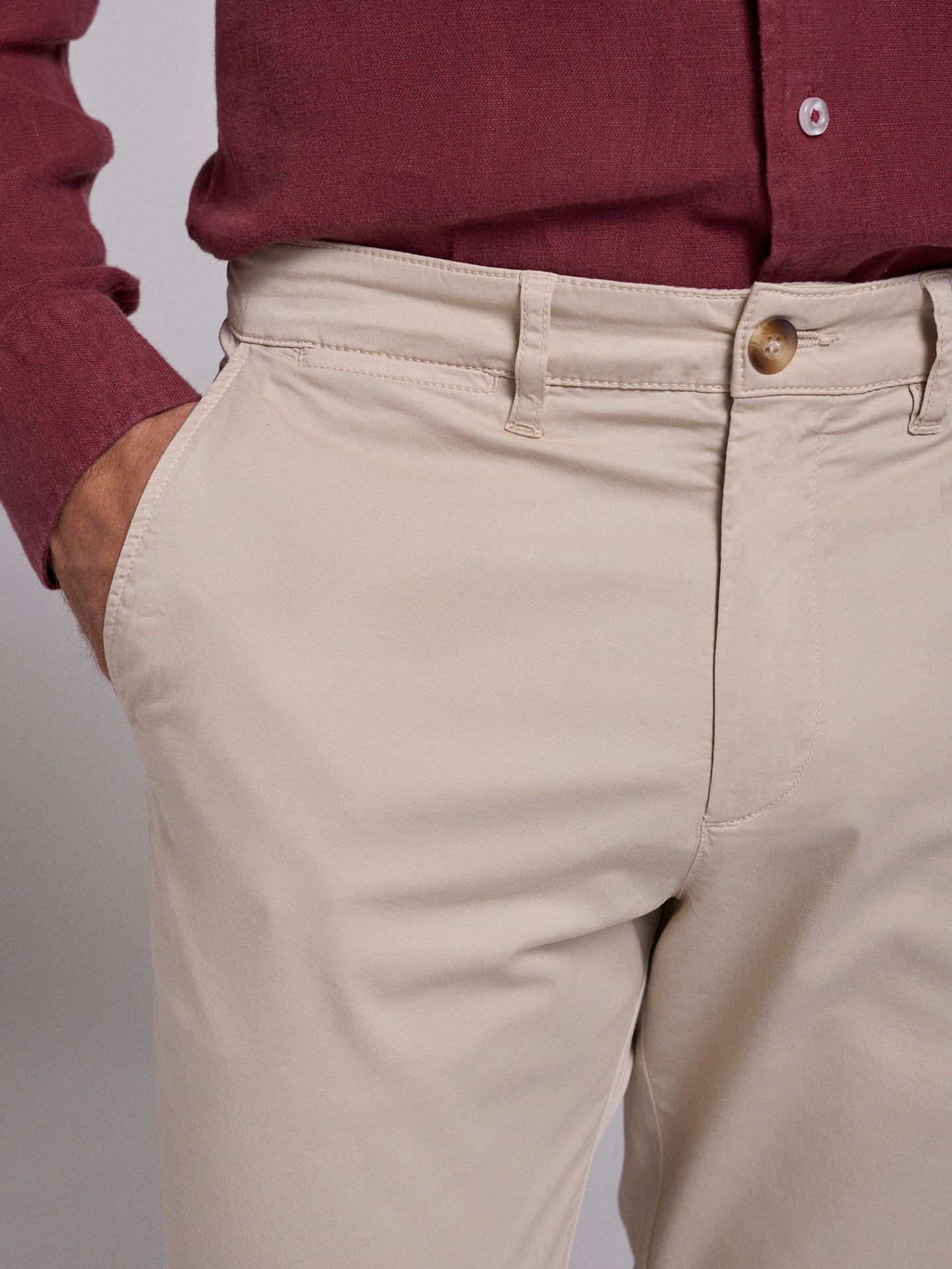 BEIGE COTTON REGULAR FIT TROUSERS MARK BELLUCCI