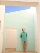 Camisa de corte estándar de lino verde de Mr. Blue