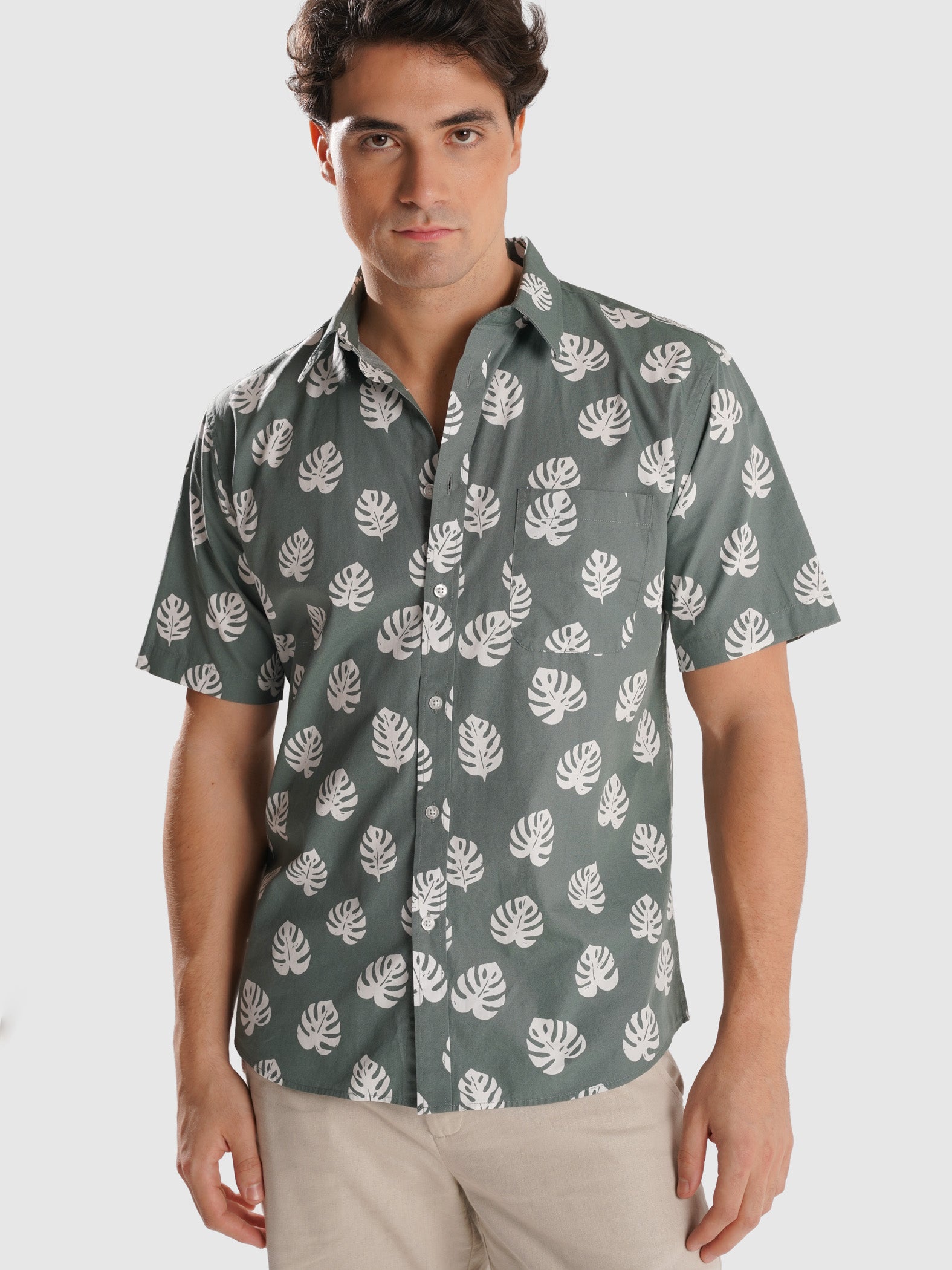 GREEN SHIRT SHORT SLEEVE REGULAR FIT MR. BLUE