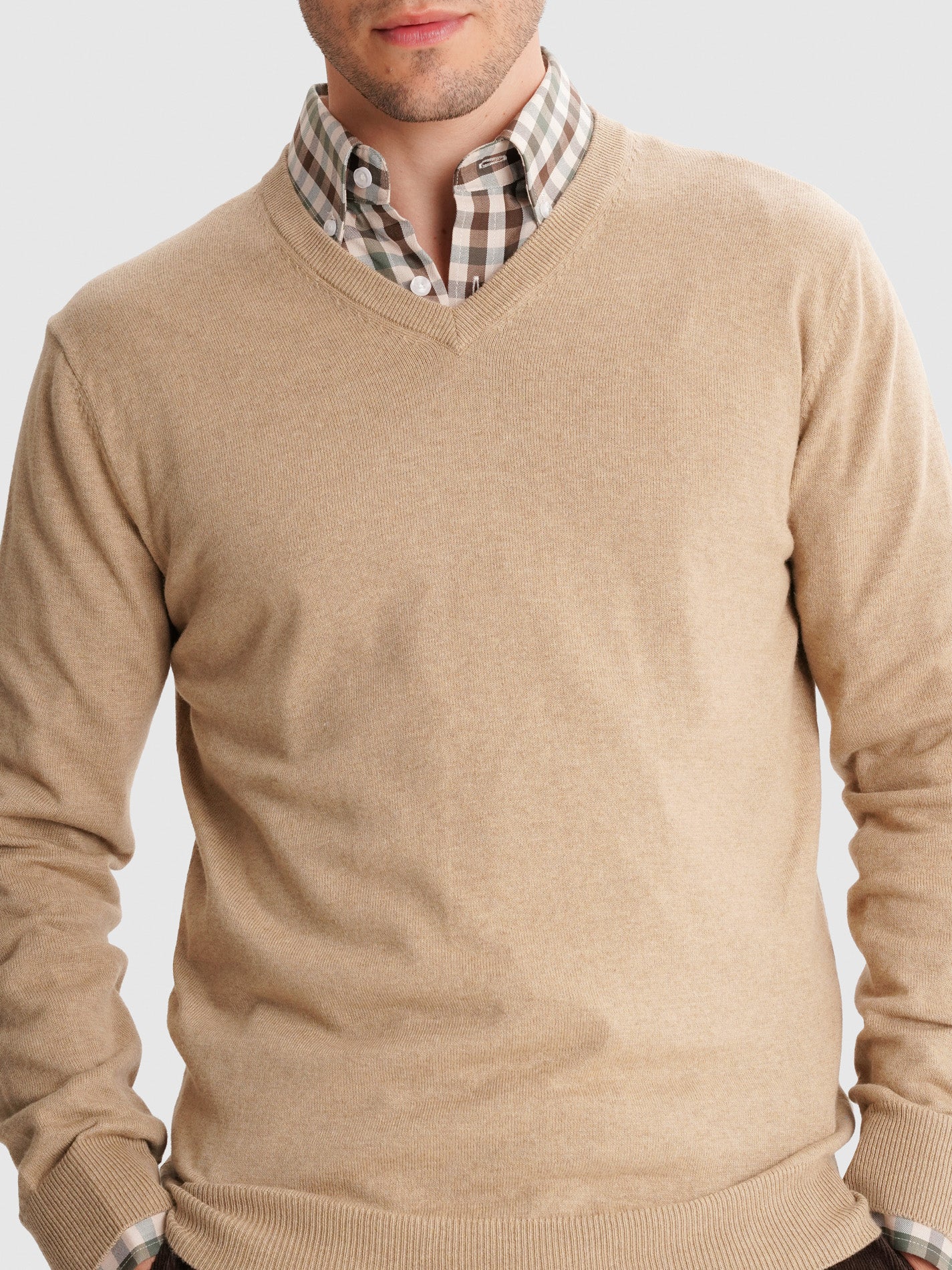 BEIGE THIN PULLOVER WITH REGULAR FIT MR ELBOW PADS. BLUE