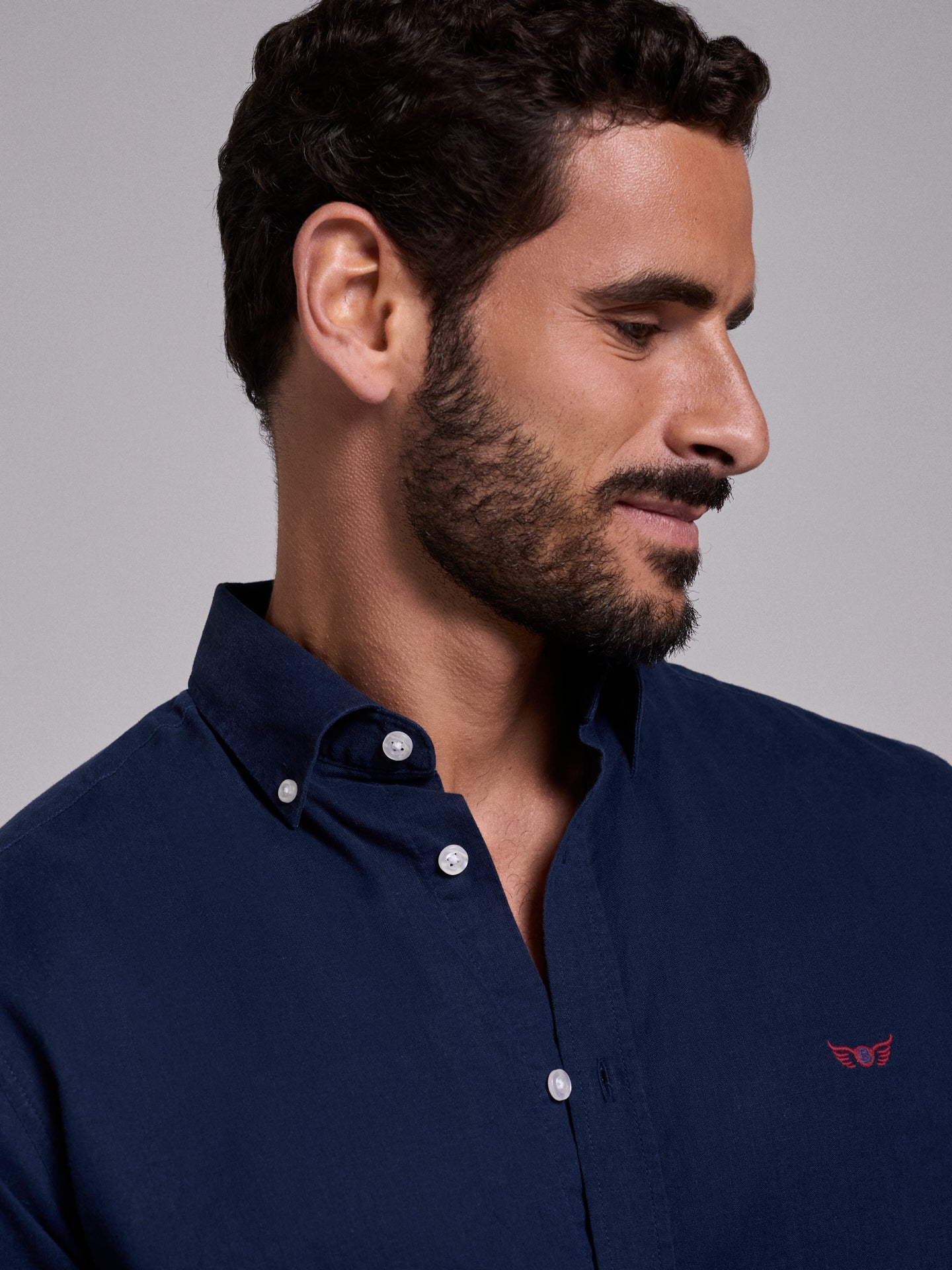 CAMISA LINO AZUL MANGA LARGA REGULAR FIT MR. AZUL