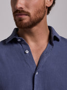 CAMISA LINO AZUL MANGA LARGA SASTRERÍA MARK BELLUCCI