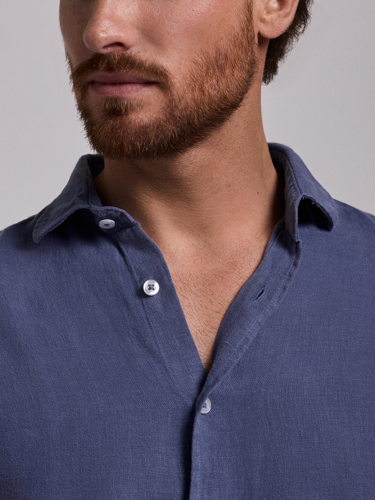 CAMISA LINO AZUL MANGA LARGA SASTRERÍA MARK BELLUCCI