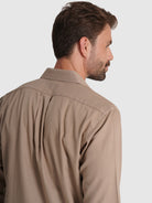 CAMISA ALGODÓN BEIGE MANGA LARGA REGULAR FIT MARK BELLUCCI
