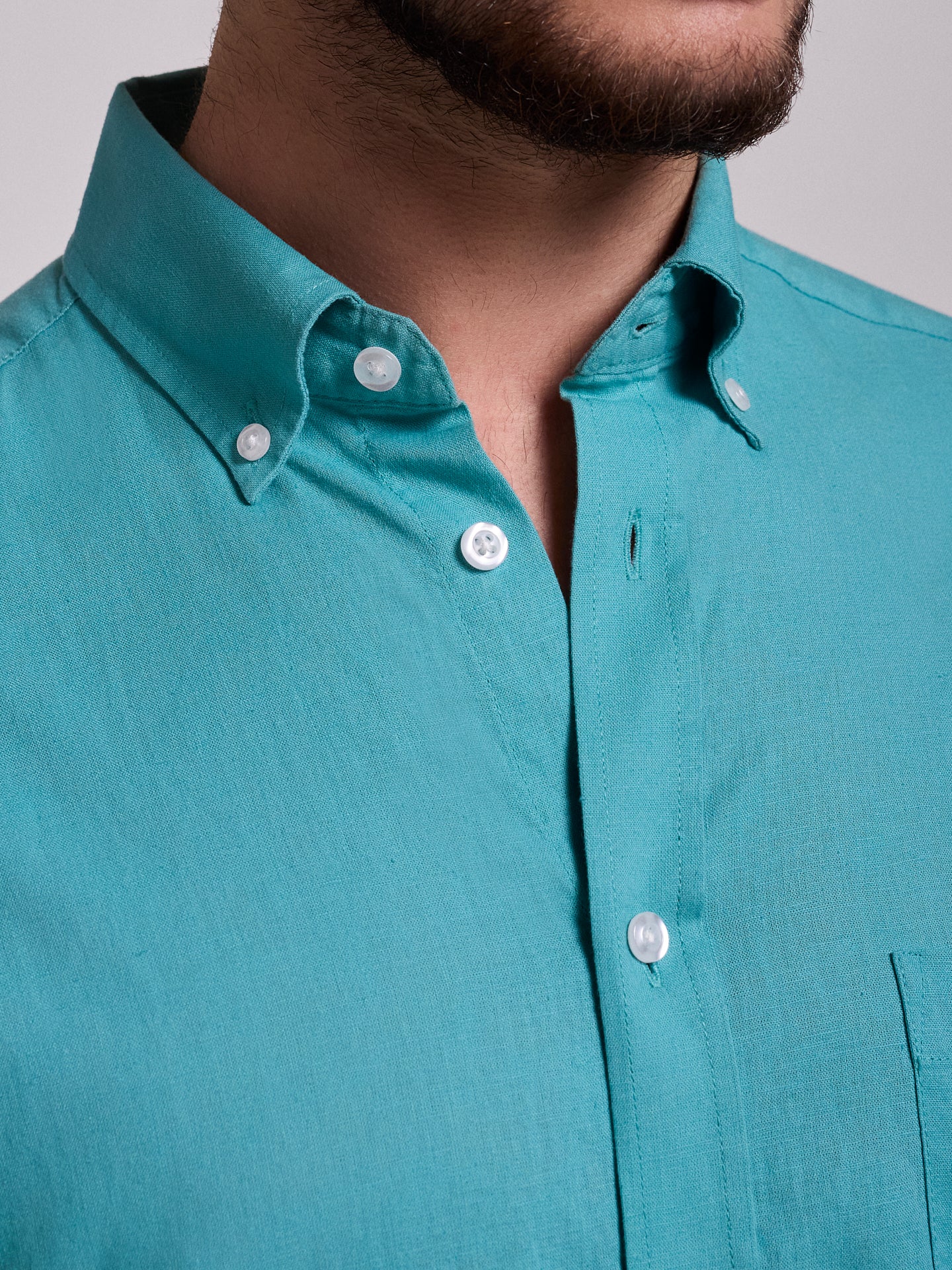 BLUE LINEN SHIRT SHORT SLEEVE REGULAR FIT MR. BLUE