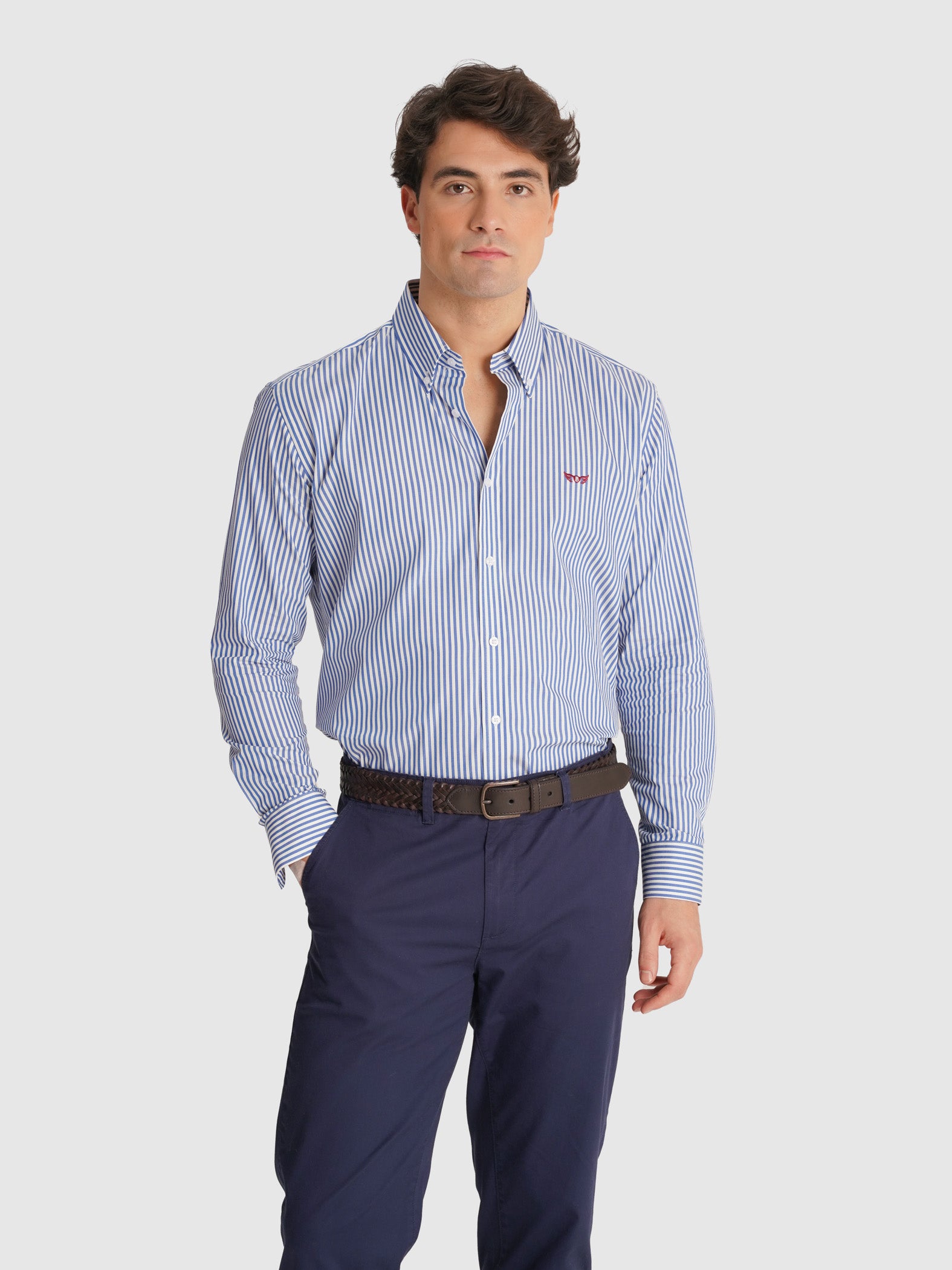 CAMISA SARGA AZUL MANGA LARGA REGULAR FIT MR. AZUL