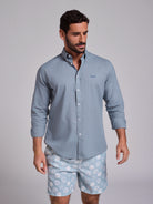 CAMISA LINO AZUL MANGA LARGA REGULAR FIT MR. AZUL