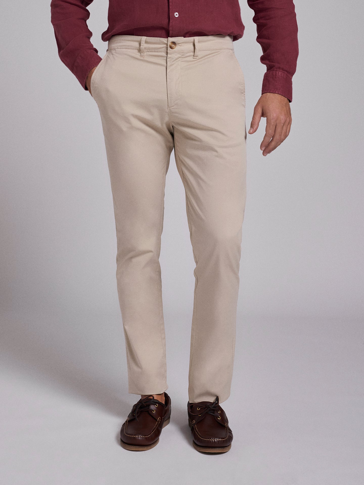 BEIGE COTTON REGULAR FIT TROUSERS MARK BELLUCCI