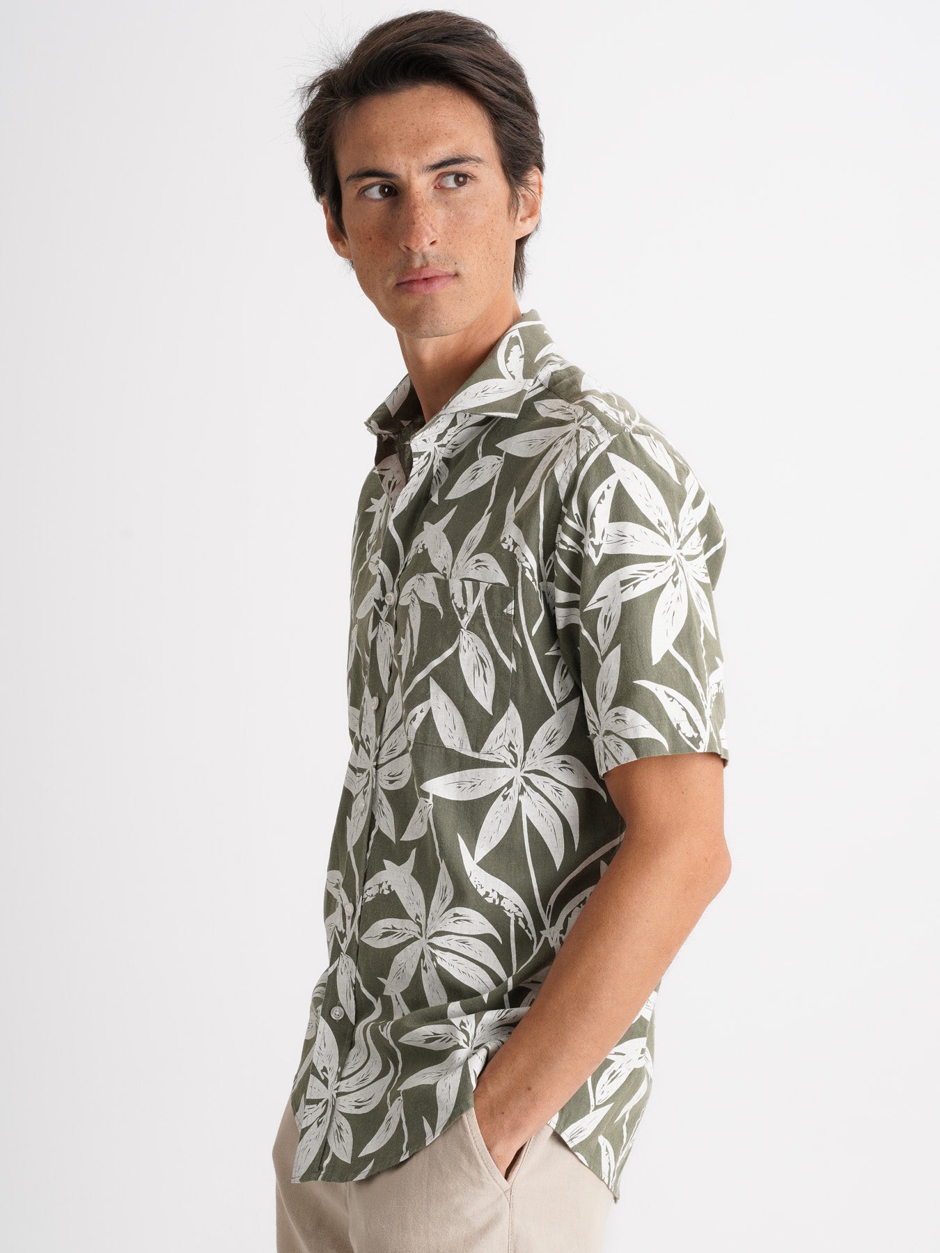 Camisa Regular Fit Lino Gris Mr. Blue
