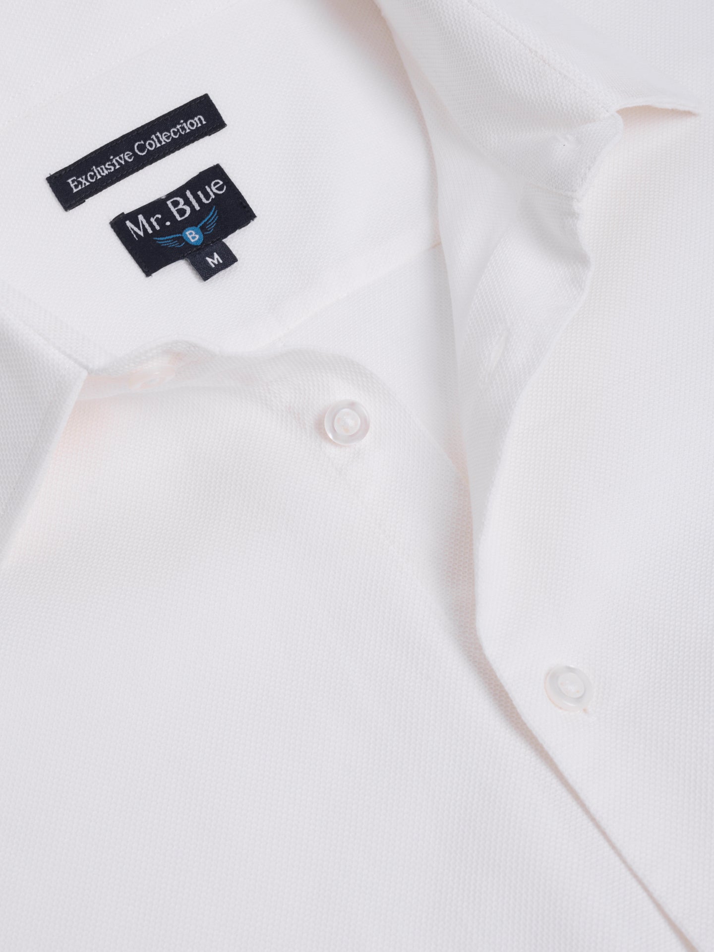 CAMISA ALGODÓN BLANCA MANGA LARGA REGULAR FIT MR. AZUL