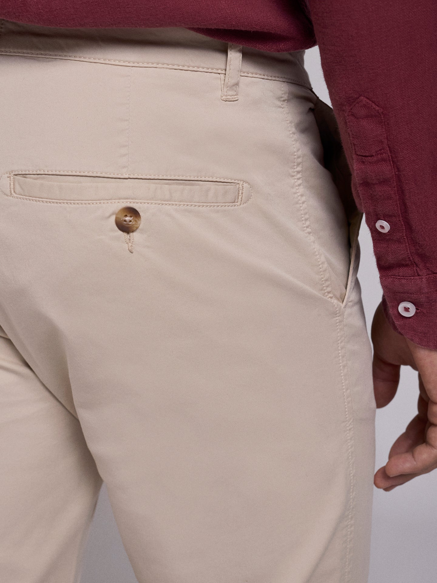 BEIGE COTTON REGULAR FIT TROUSERS MARK BELLUCCI
