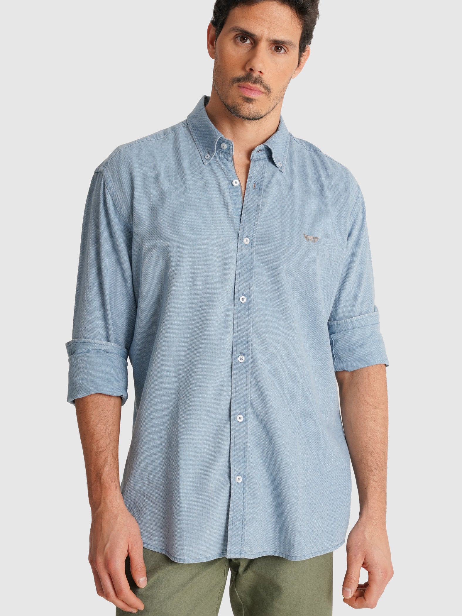 CAMISA MR AZUL MANGA LARGA REGULAR FIT. AZUL