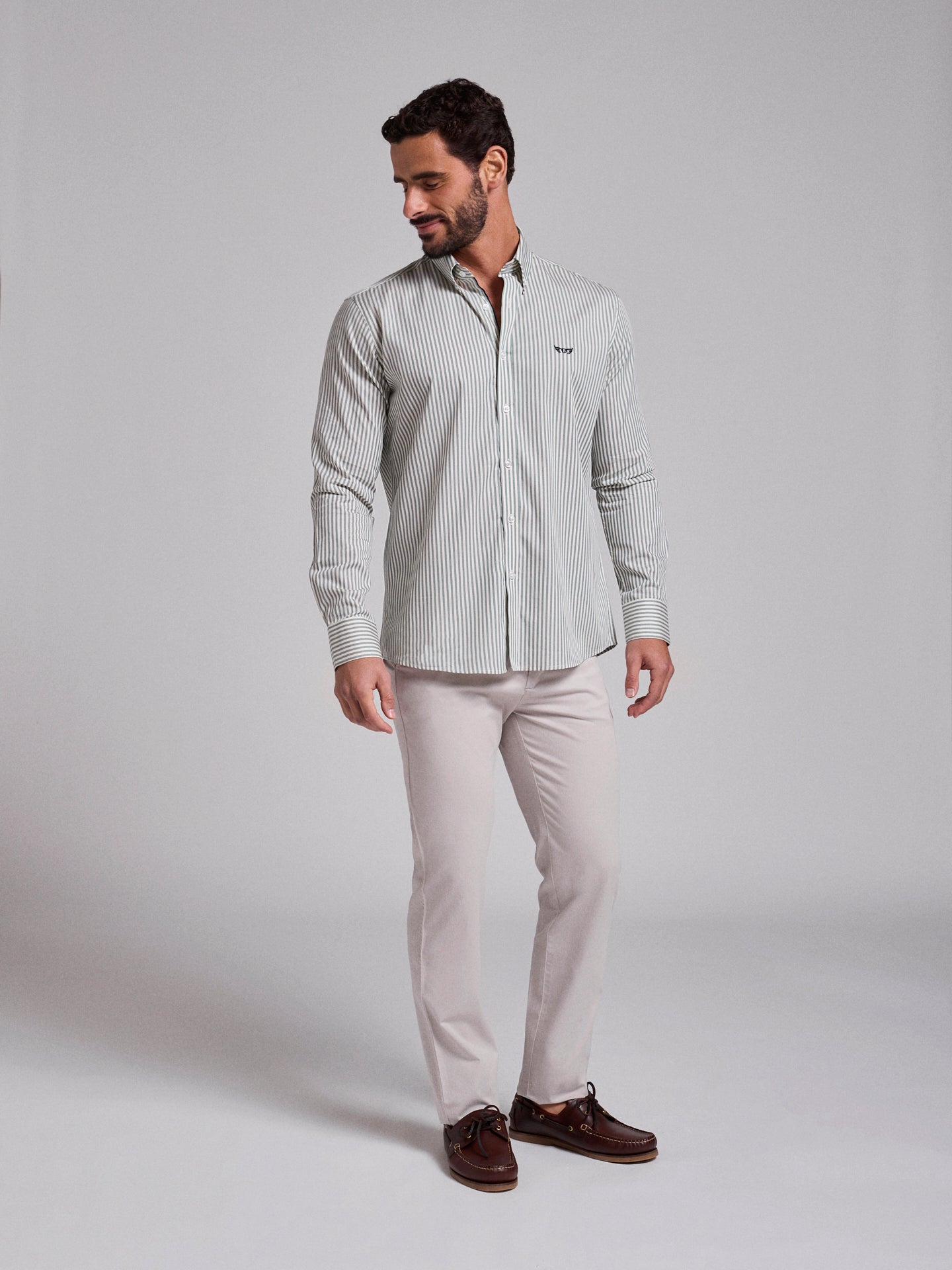 CAMISA ALGODÓN VERDE MANGA LARGA REGULAR FIT MR. AZUL