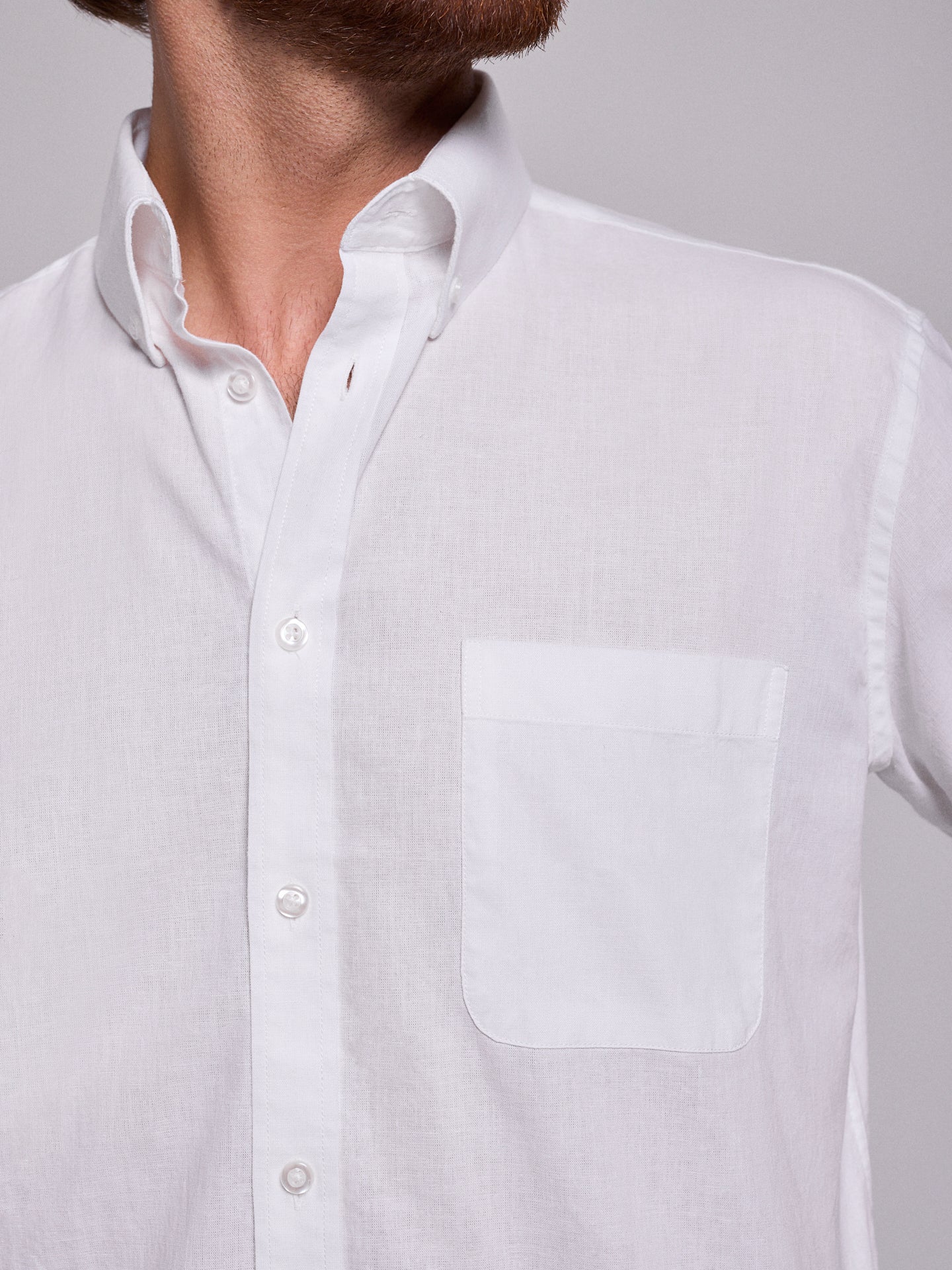 CAMISA LINO BLANCA MANGA CORTA REGULAR FIT MR. AZUL