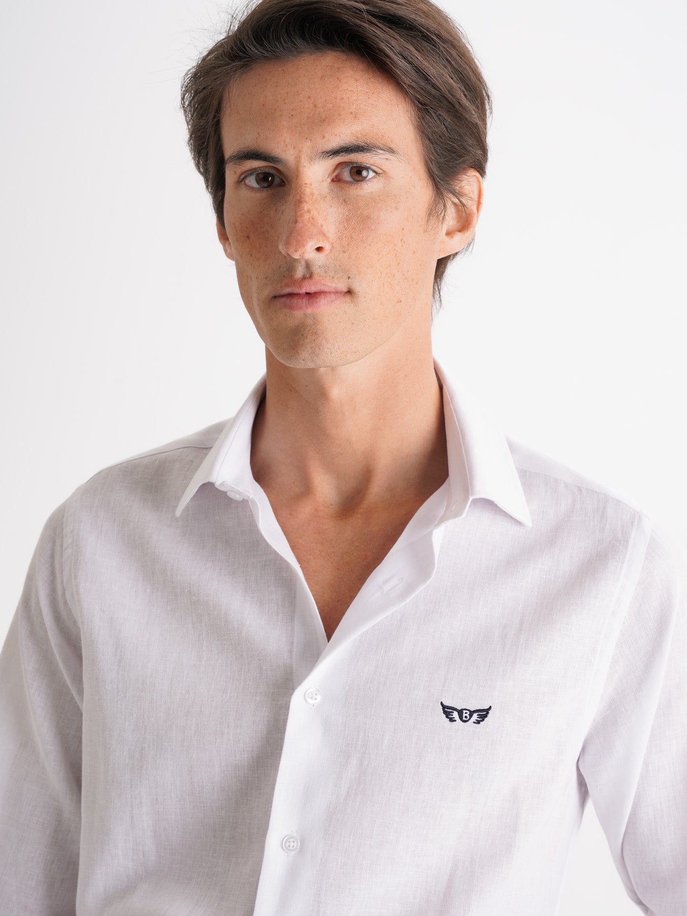 Camisa de lino blanca slim fit Mr. Blue