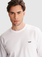 WHITE COTTON T-SHIRT LONG SLEEVE REGULAR FIT MR. BLUE
