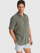 CAMISA VERDE MANGA CORTA REGULAR FIT MR. AZUL